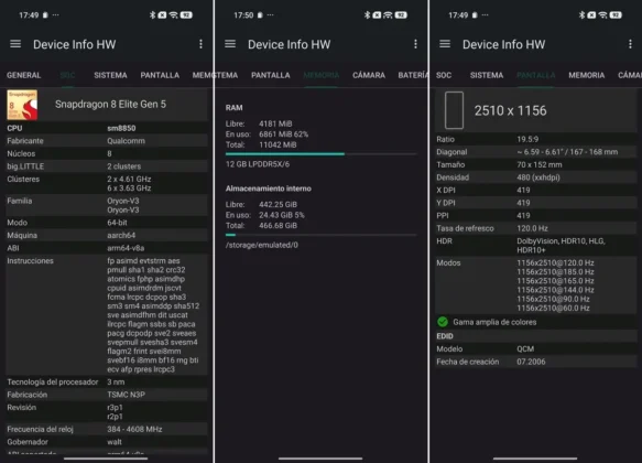 POCO F9 Pro Device Info HW especificaciones tecnicas de su procesador memorias y pantalla