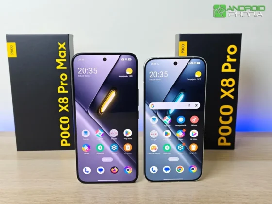 POCO X8 Pro Max de frente se nota su mayor diferencia estetica tiene una pantalla mas grande 6.83 vs 6.59 pulgadas