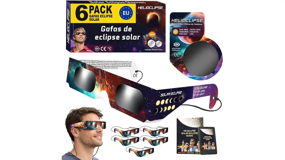 Pack de gafas Helioclipse para ver el eclipse solar en espana homologadas seguras