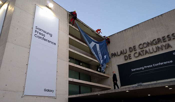 Pantalla greenpeace evento Samsung