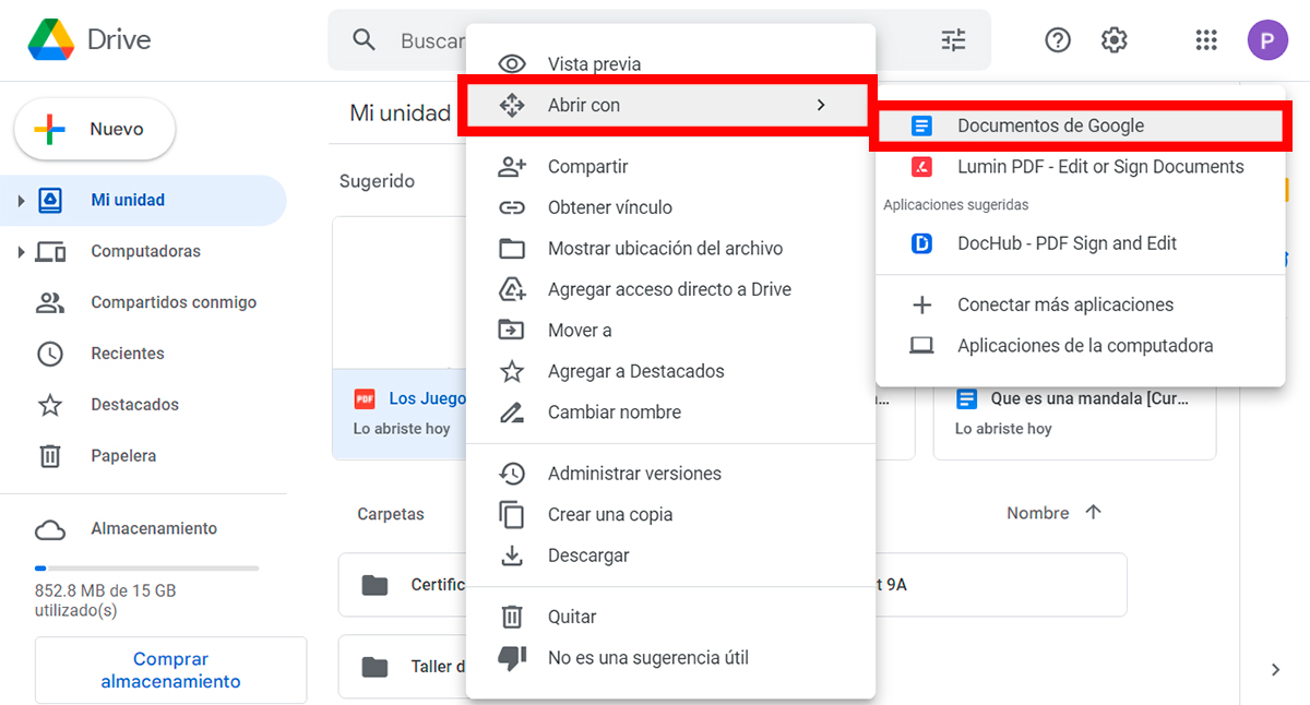 Paso 4 Como convertir archivos PDF a Word utilizando Google Drive en tu ordenador