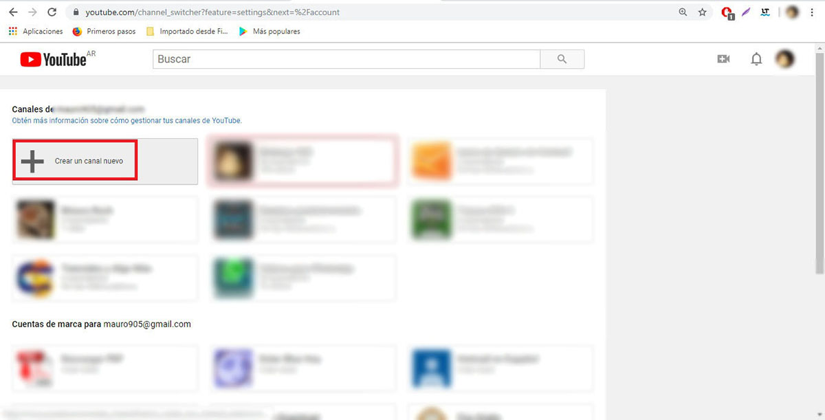 Paso 4 - Crear canales de YouTube con la misma cuenta