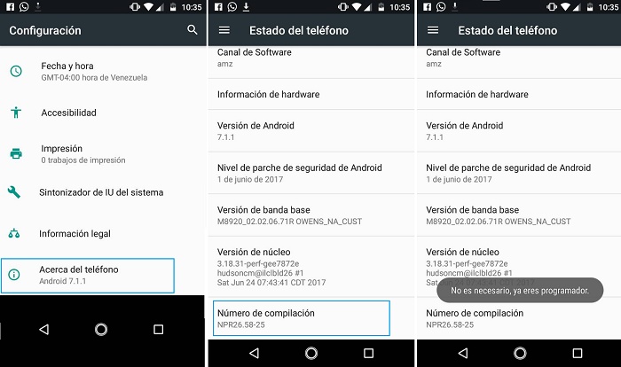 Paso a habilitar pantalla siempre activa cuando el teléfono está cargando