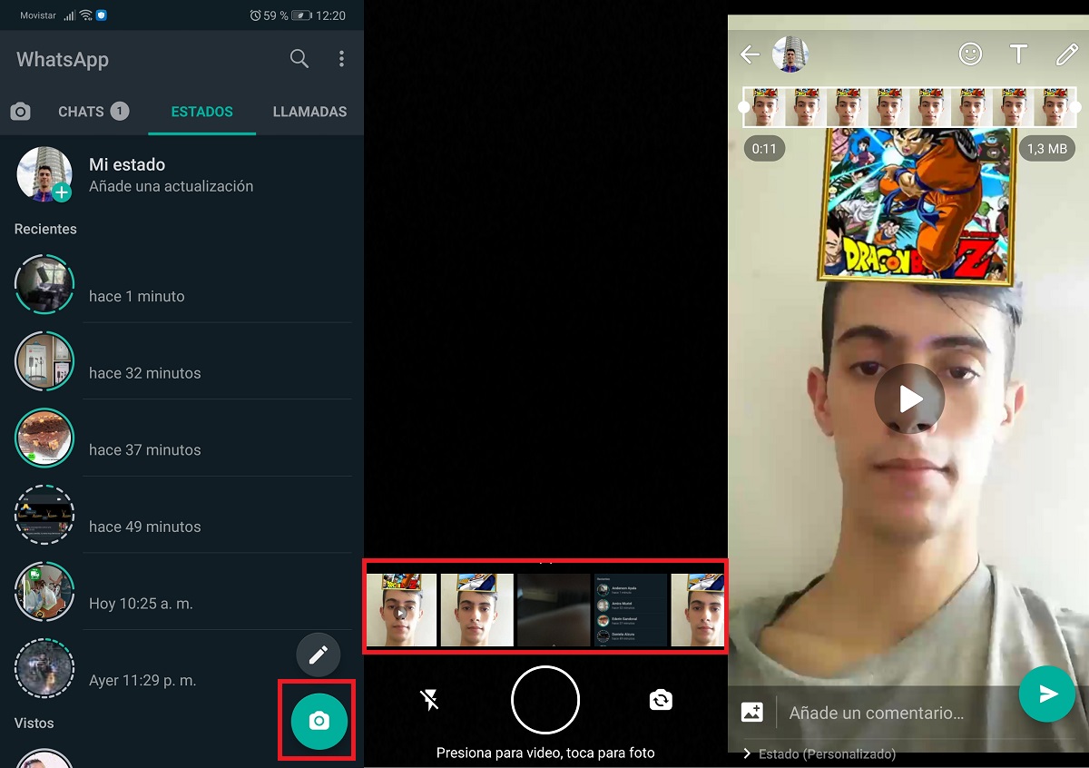 Pasos para usar los filtros de Instagram en WhatsApp (2)