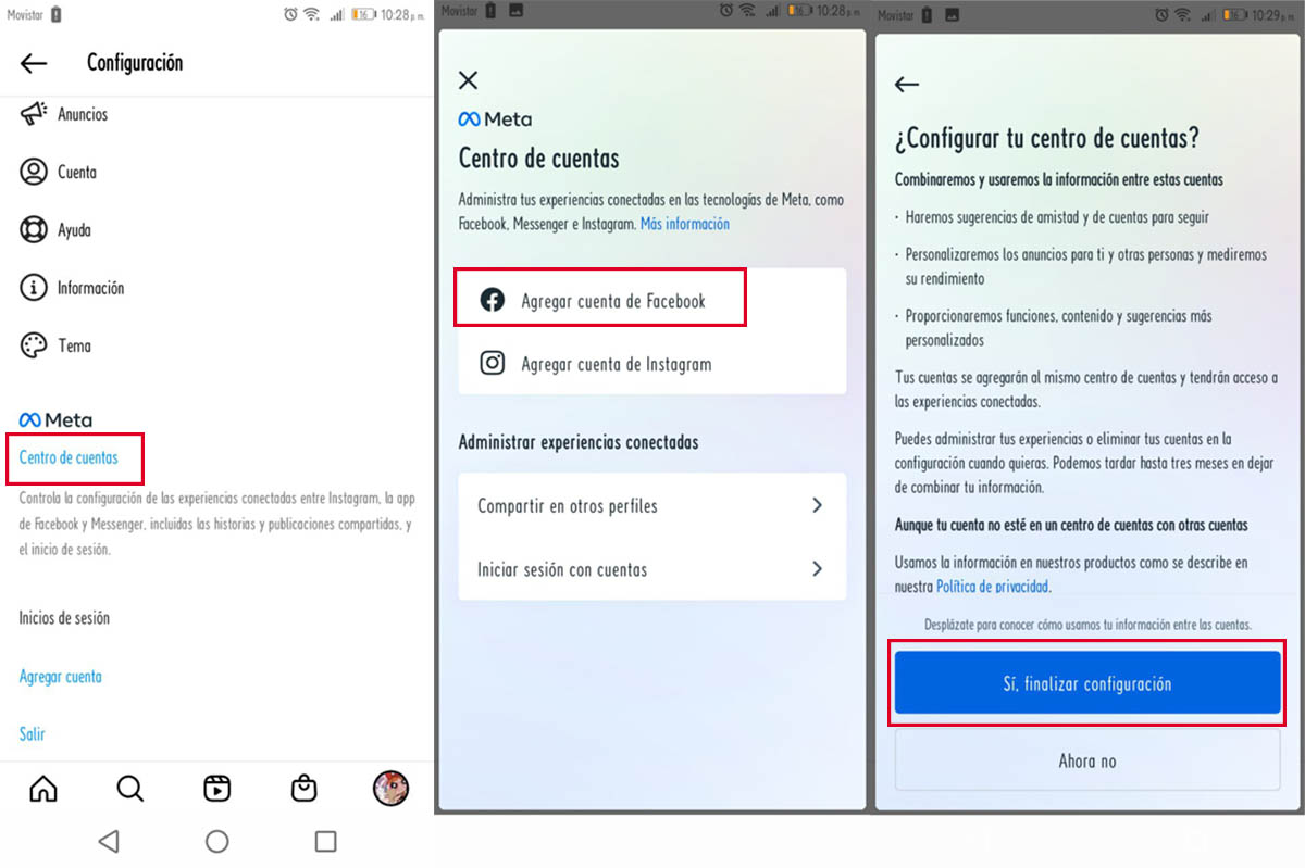 Pasos para vincular tu cuenta de Instagram con la Facebook