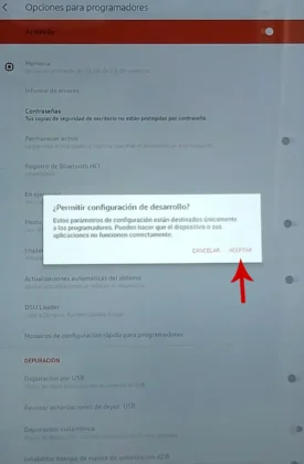 Permitir configuración de desarollo tablet Amazon Fire