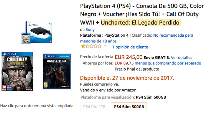 PlayStation 4 de 500 GB 3 juegos
