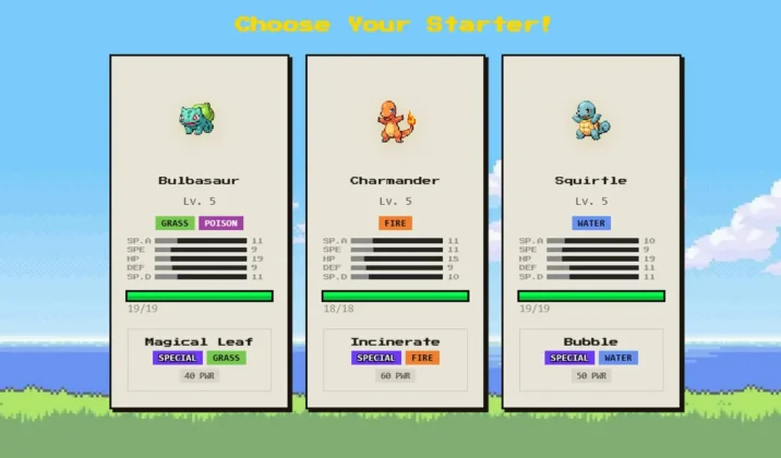 Pokemones iniciales de la primera generación