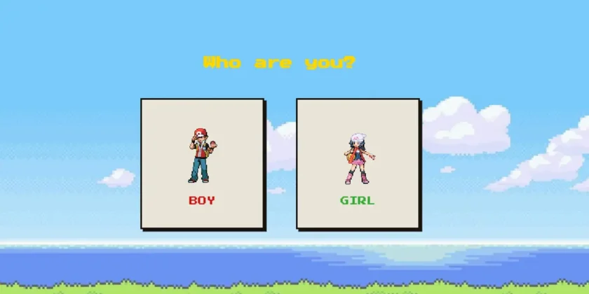 Pantalla de inicio para elegir tu personaje en Pokélike