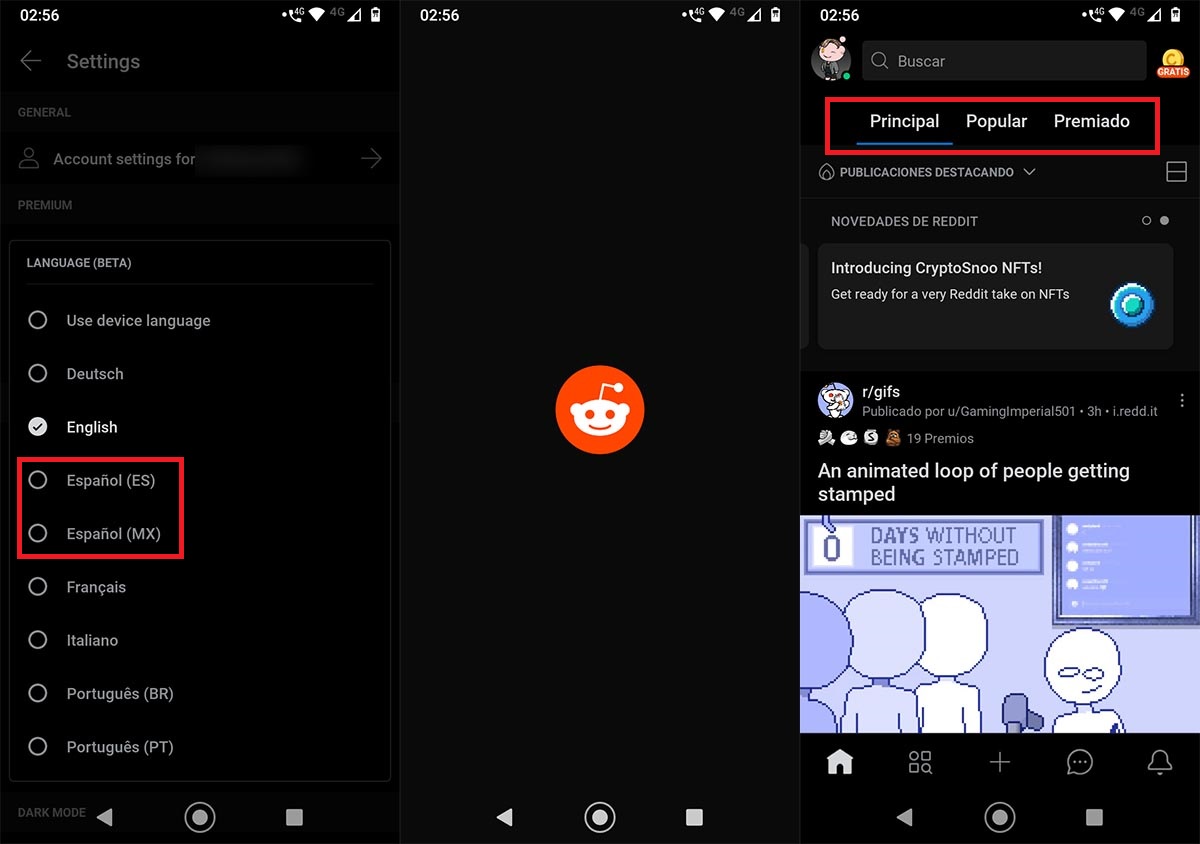 Poner Reddit en español app