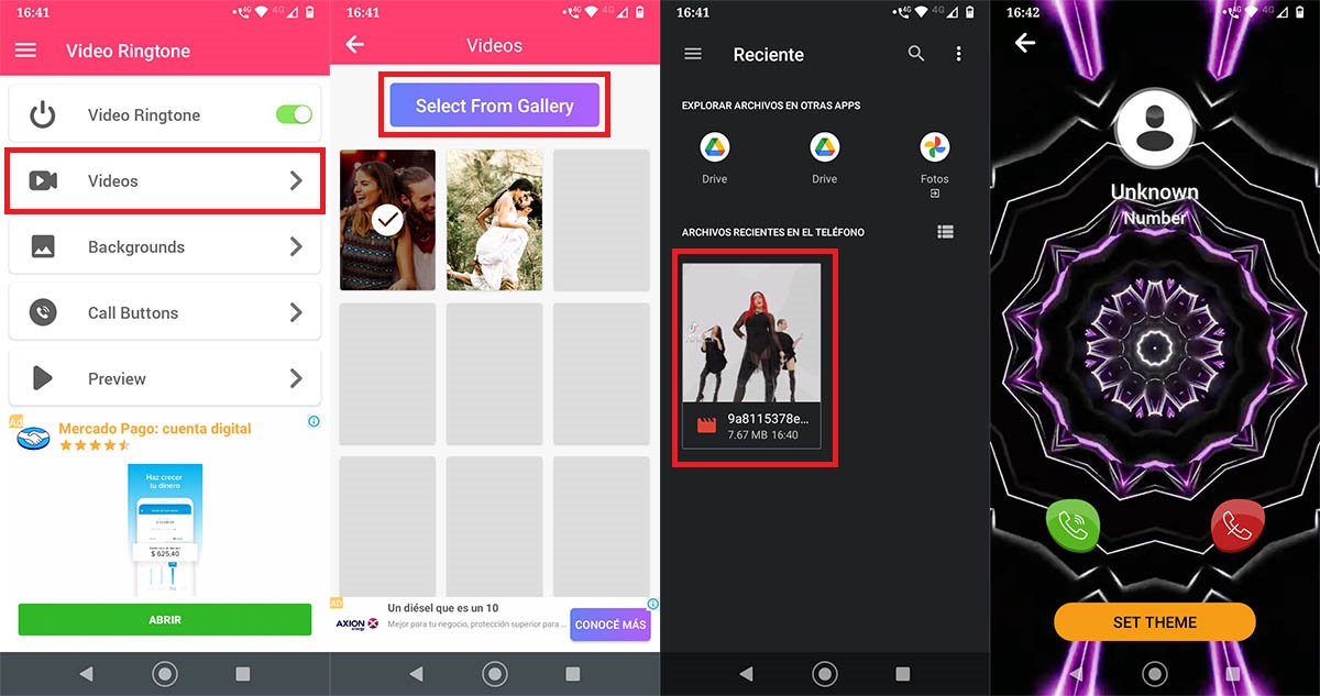 Poner video como tono de llamada en Android