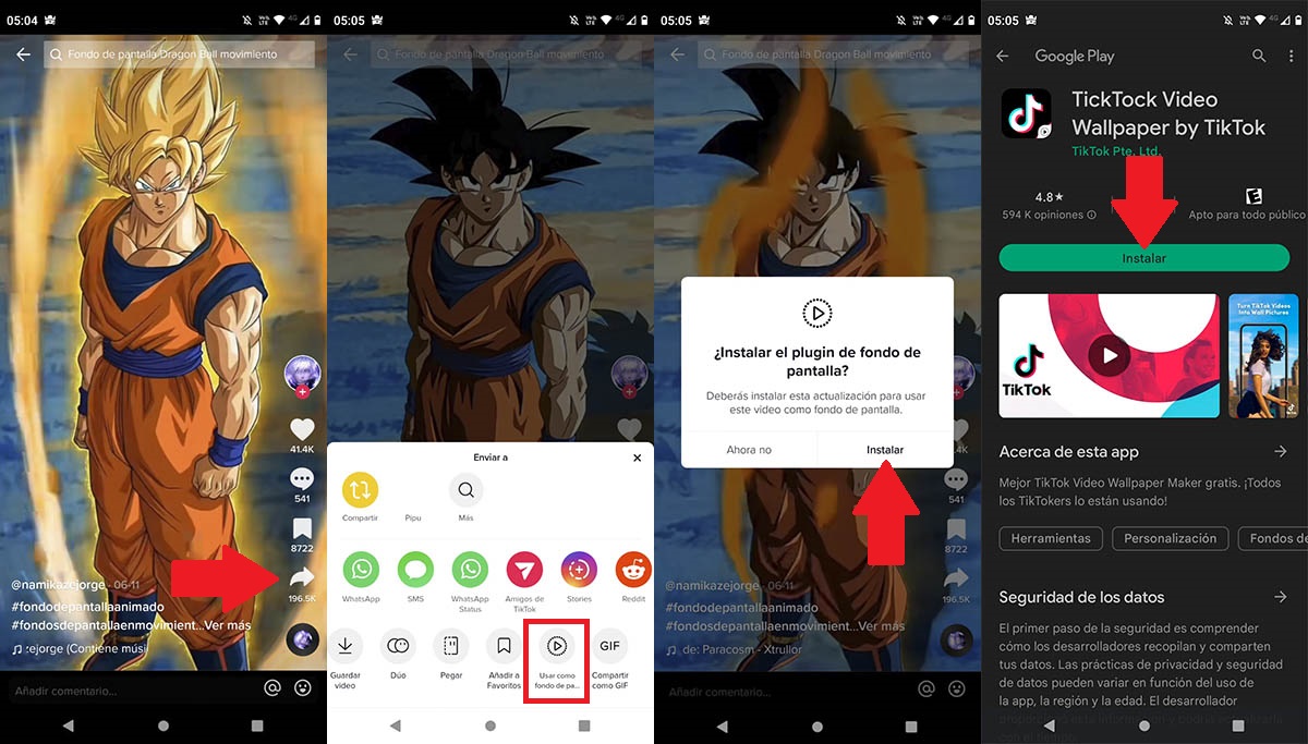 Poner video de Goku como fondo de pantalla