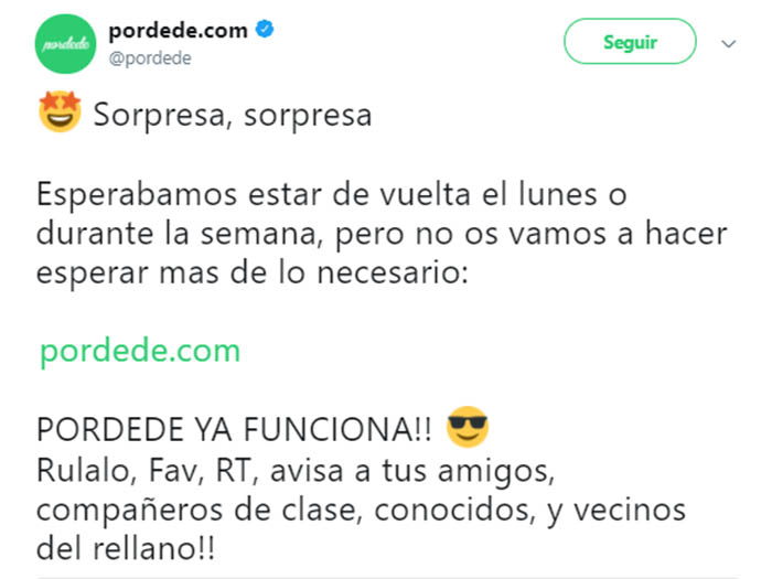 Pordede ha vuelto