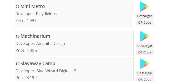 Precio aplicaciones Google Play