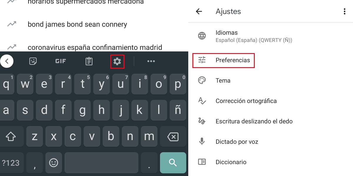 Acceder a los ajustes del teclado de Google