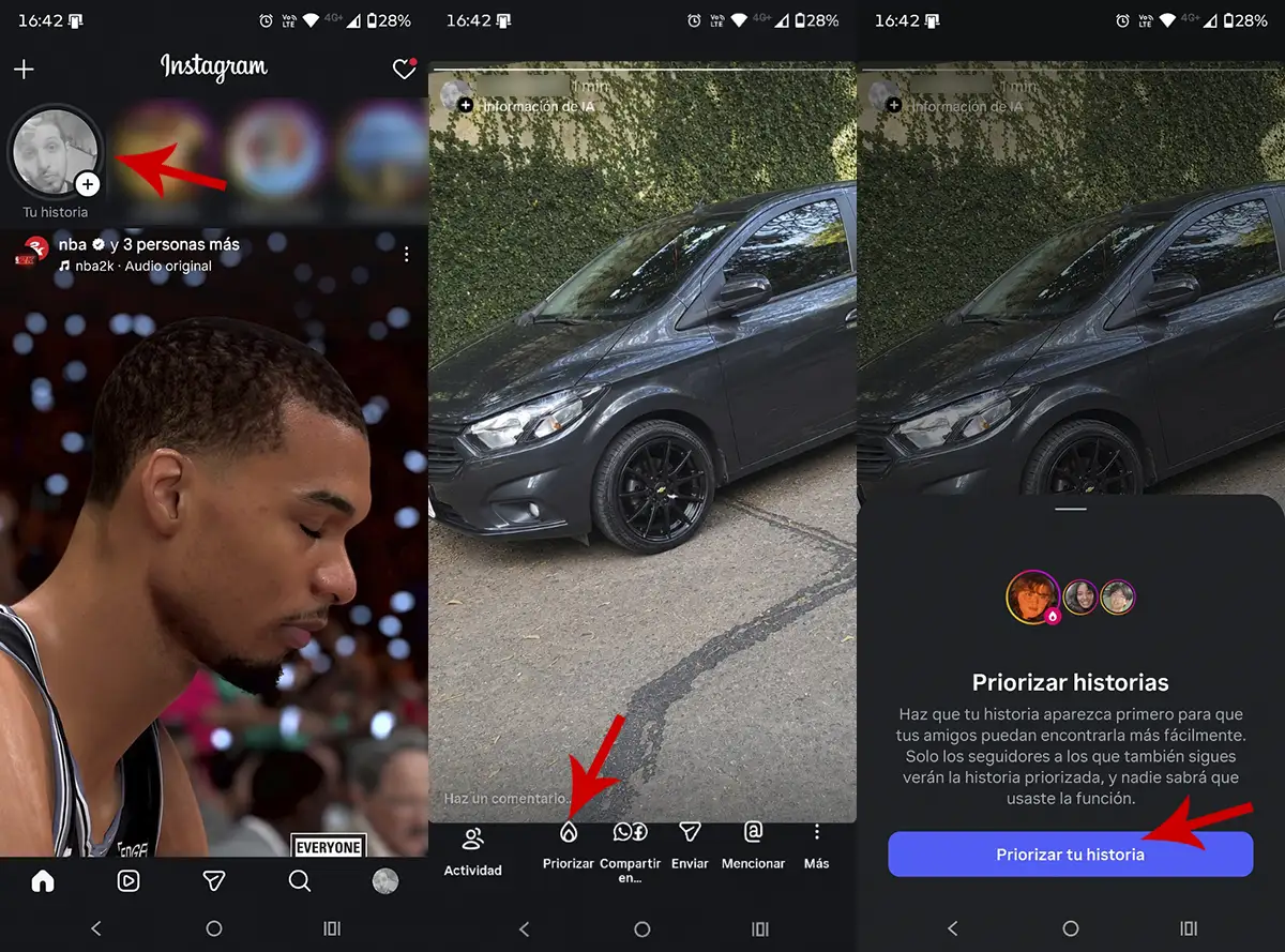 Priorizar historia en Instagram para que aparezca primero