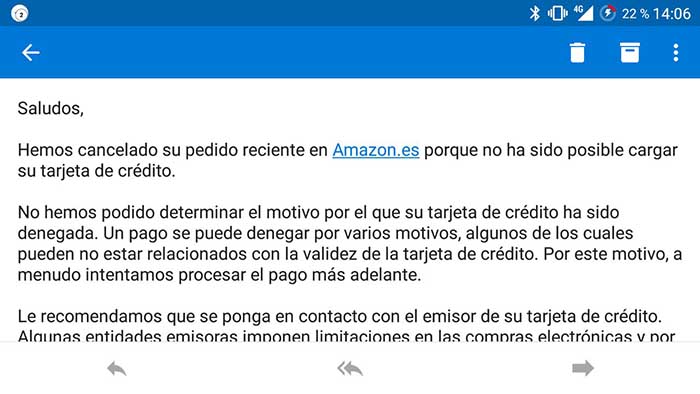 Problema pago Amazon