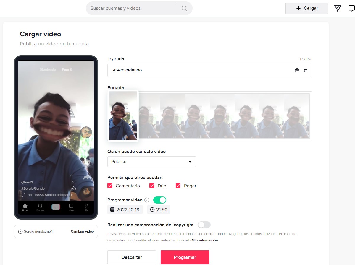 Programar video en tiktok