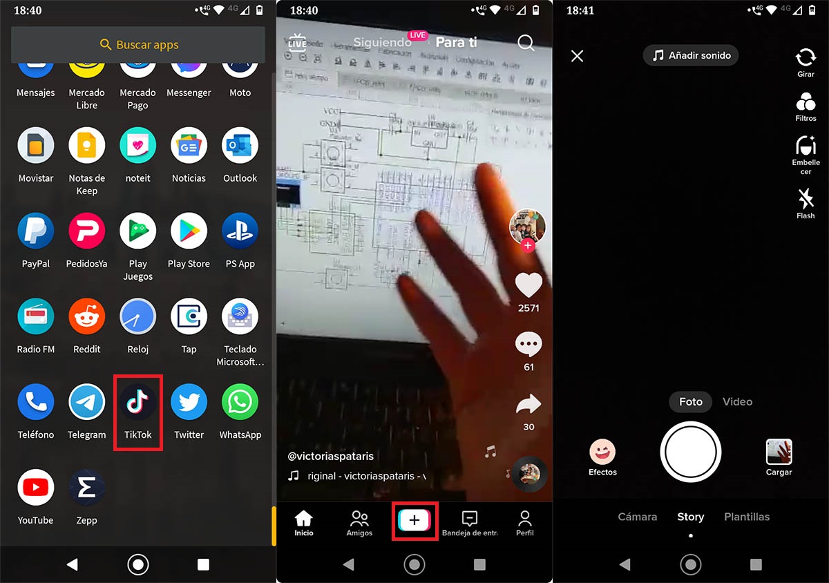 Publicar historia en TikTok