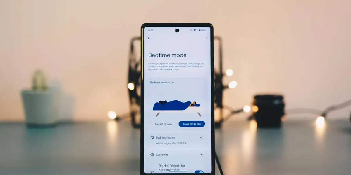 Android mostrando el apartado de Modo hora de dormir