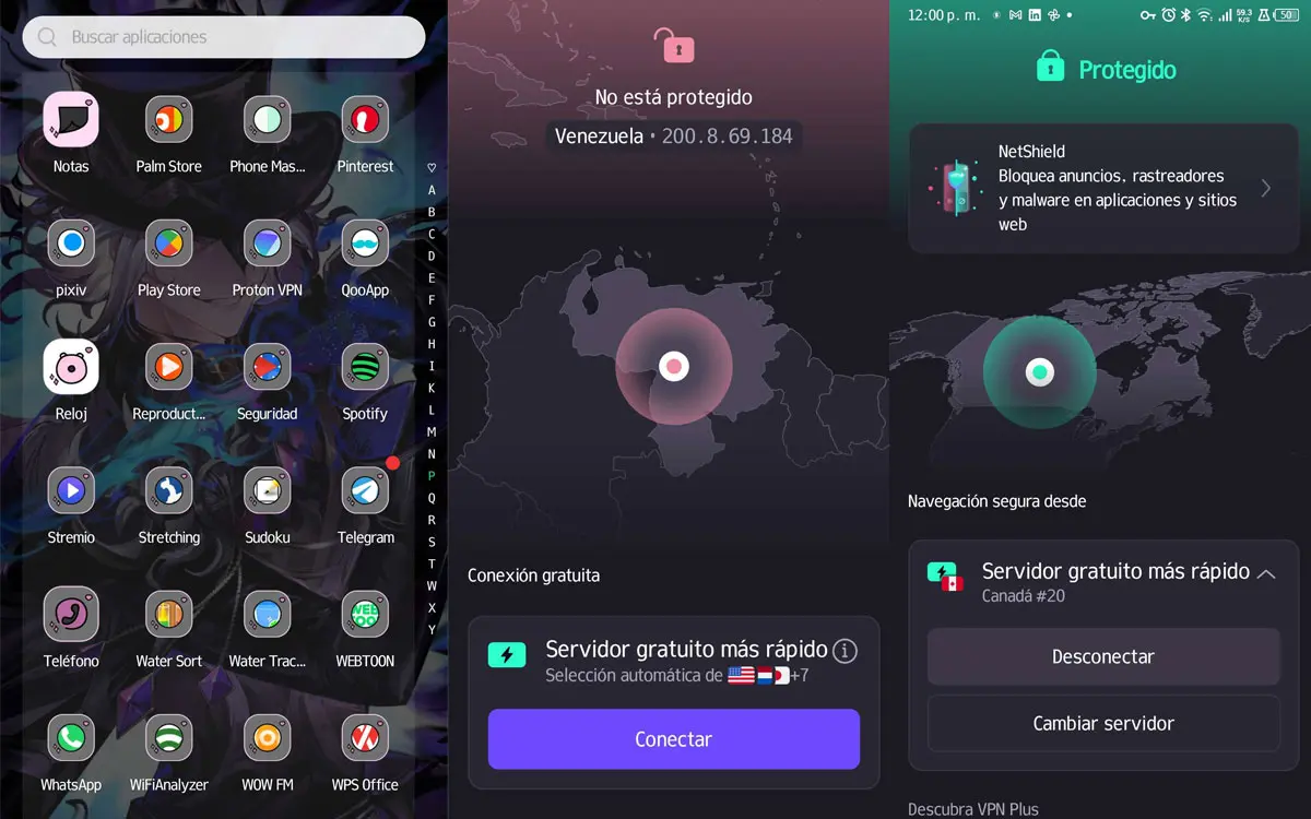Imagen del icono de la llave al conectarse a una VPN