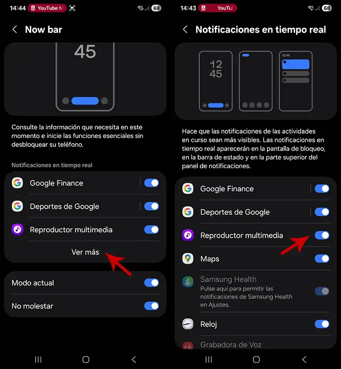 Quitar Notificaciones en tiempo real Samsung