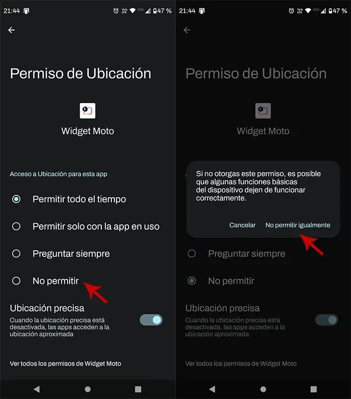 Quitar acceso a ubicacion a una aplicación en Android