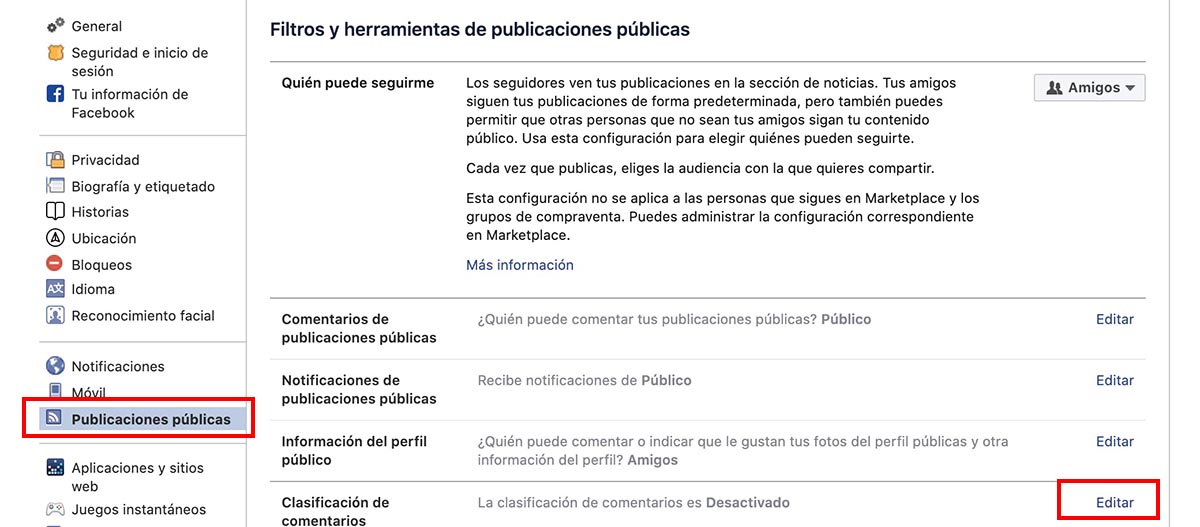 Quitar comentarios relevantes Facebook