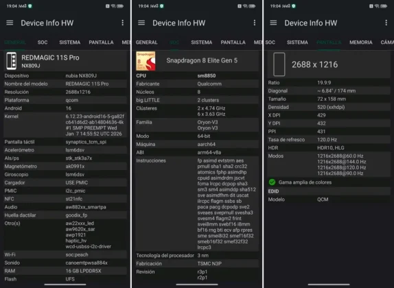 REDMAGIC 11S Pro detalles tecnicos de su procesador y pantalla