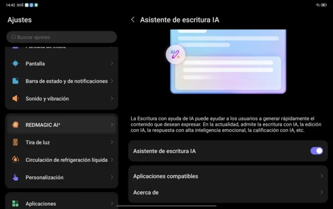 REDMAGIC Astra 2 el asistente de escritura es una de sus mejores funciones de IA