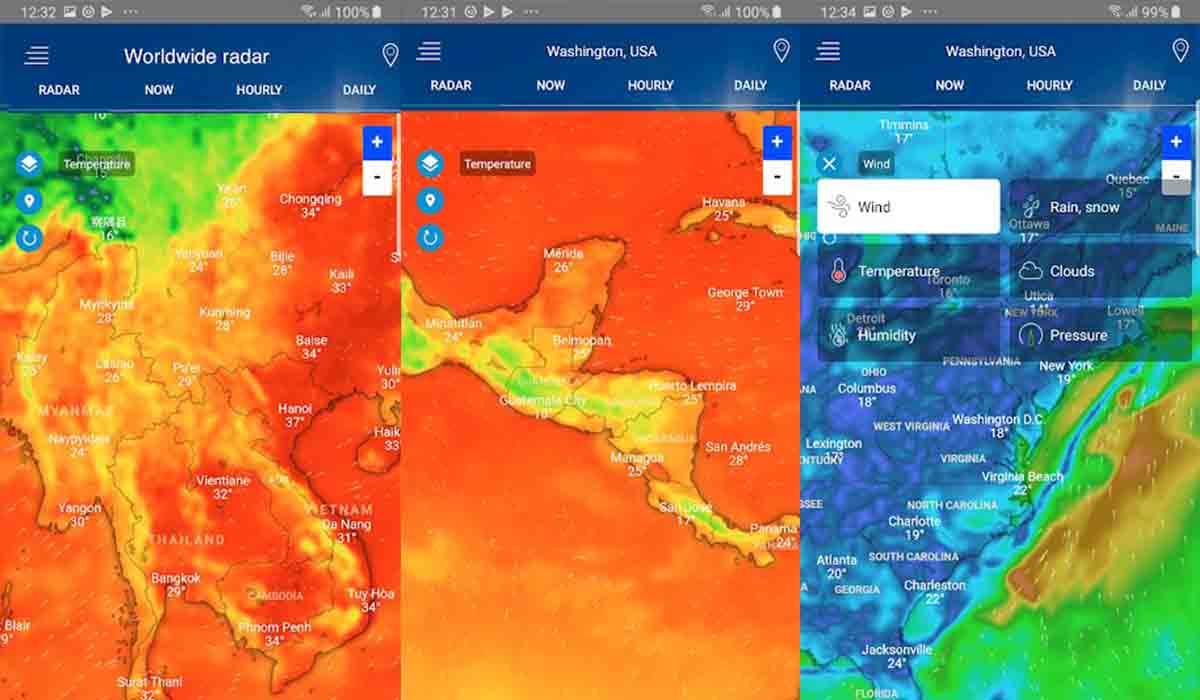 Radar Meteorológico alarma lluvia Android