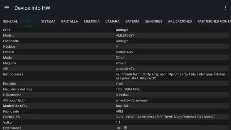 RayNeo Pocket TV detalles tecnicos de su procesador y grafica
