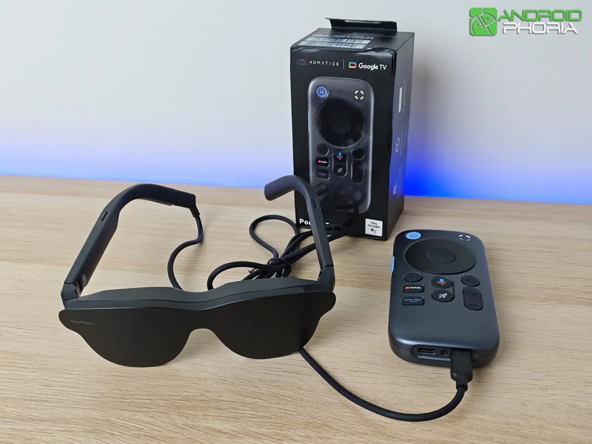 RayNeo Pocket TV un dongle con Google TV y bateria para las gafas AR para disfrutar del streaming