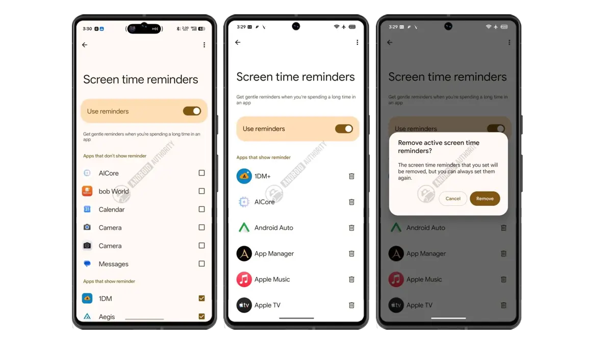 Recordatorios uso de pantalla aplicaciones diseño antiguo bienestar digital
