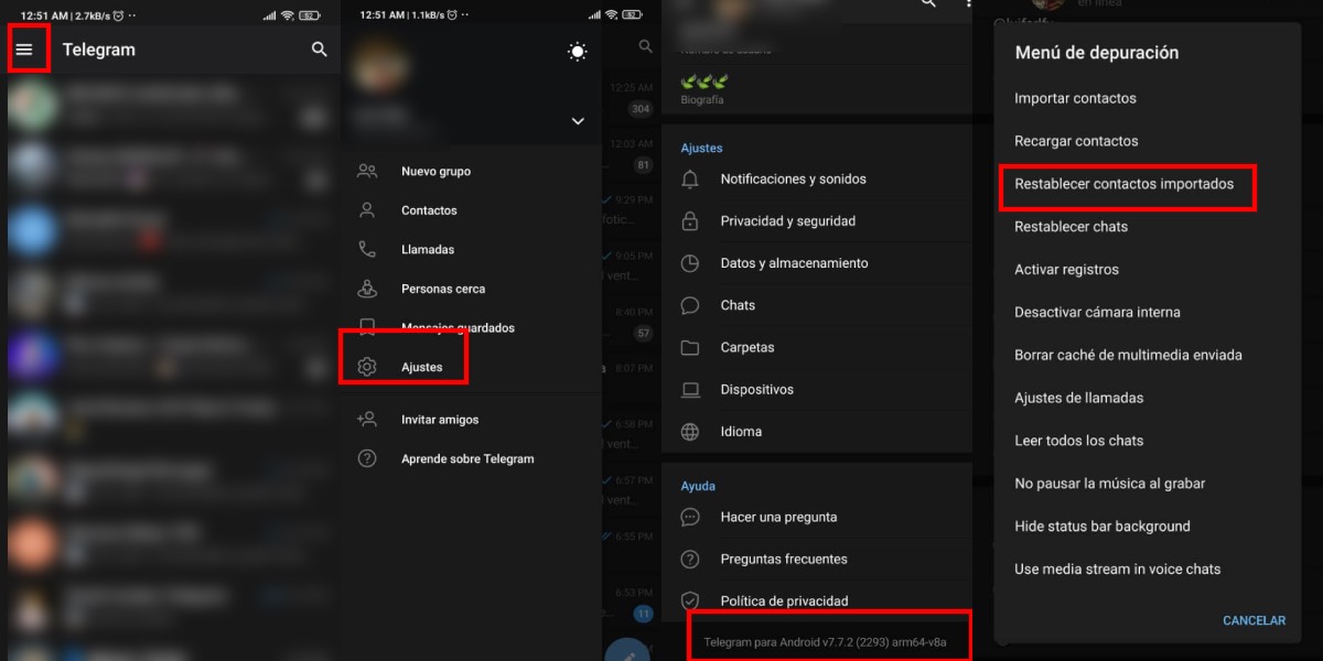 Recupera contactos perdidos en Telegram