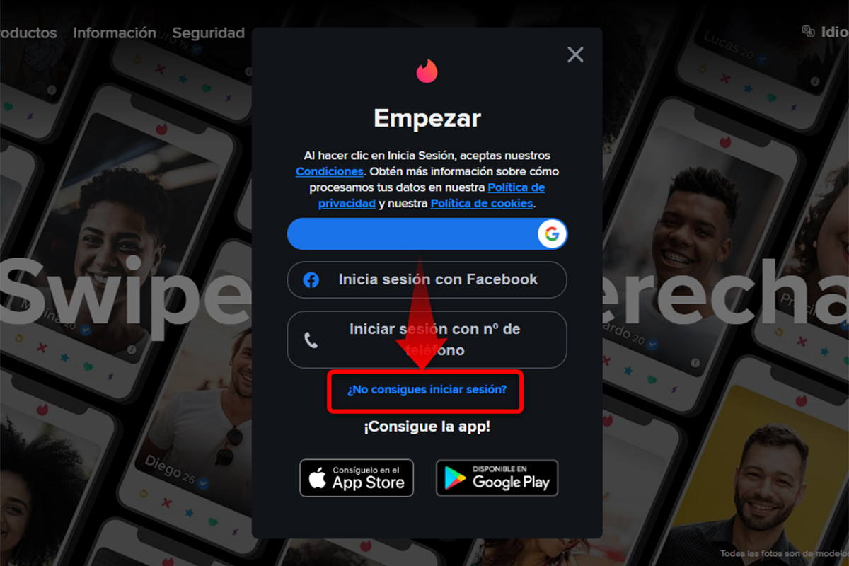 Recupera tu cuenta de Tinder a través del correo electrónico