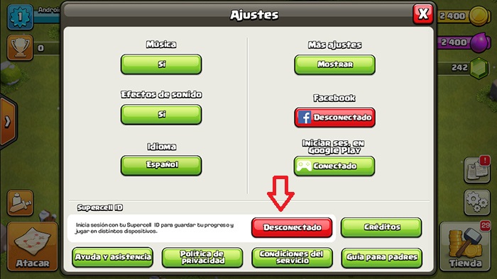 Recuperar cuenta Clash of Clans paso 4