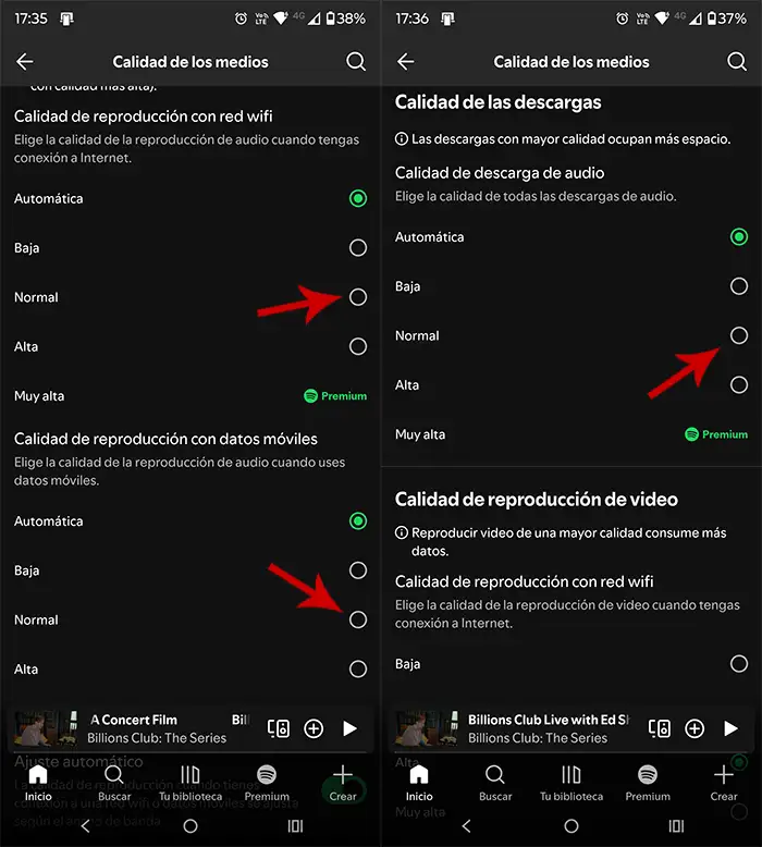 Reducir calidad de los medios