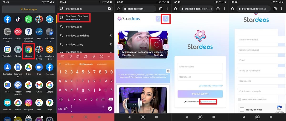 Registrarse en Stardeos