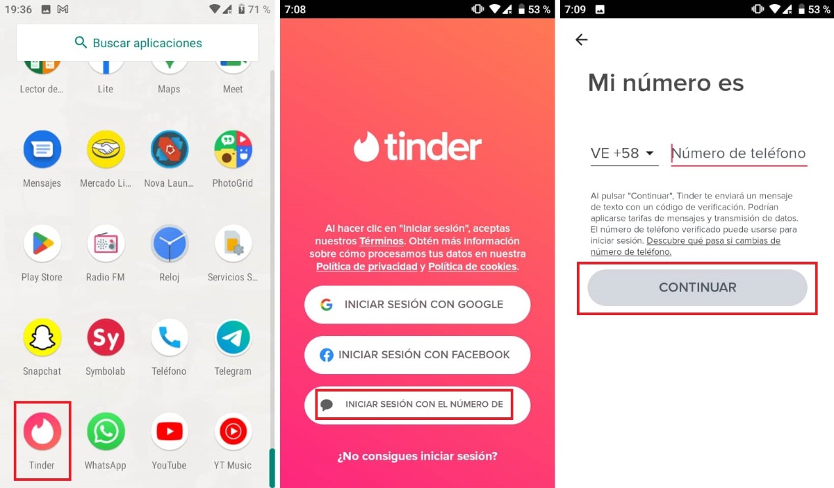 Registrarse en Tinder