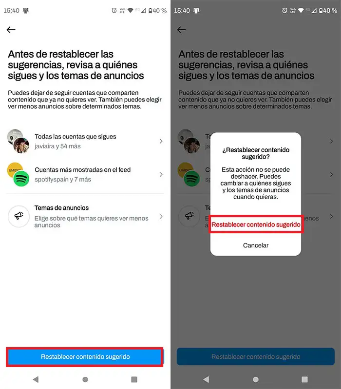 Reiniciar algoritmo de recomendaciones de Instagram