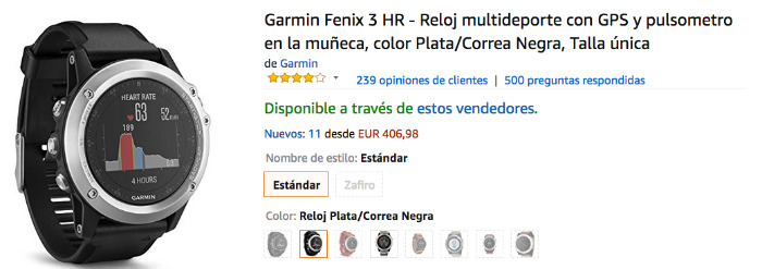 Reloj multideporte Garmin Fenix 3HR con pulsometro