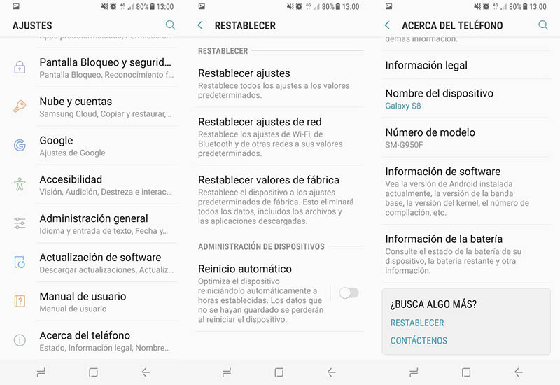 Restablecer Galaxy S8