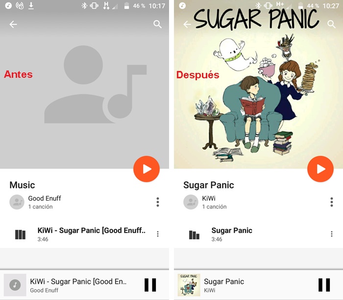 Resultados de añadir foto de portada en Android