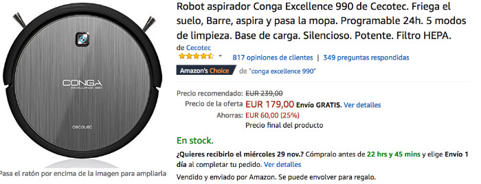 Robot aspirador Conga Excellence de Cecotec