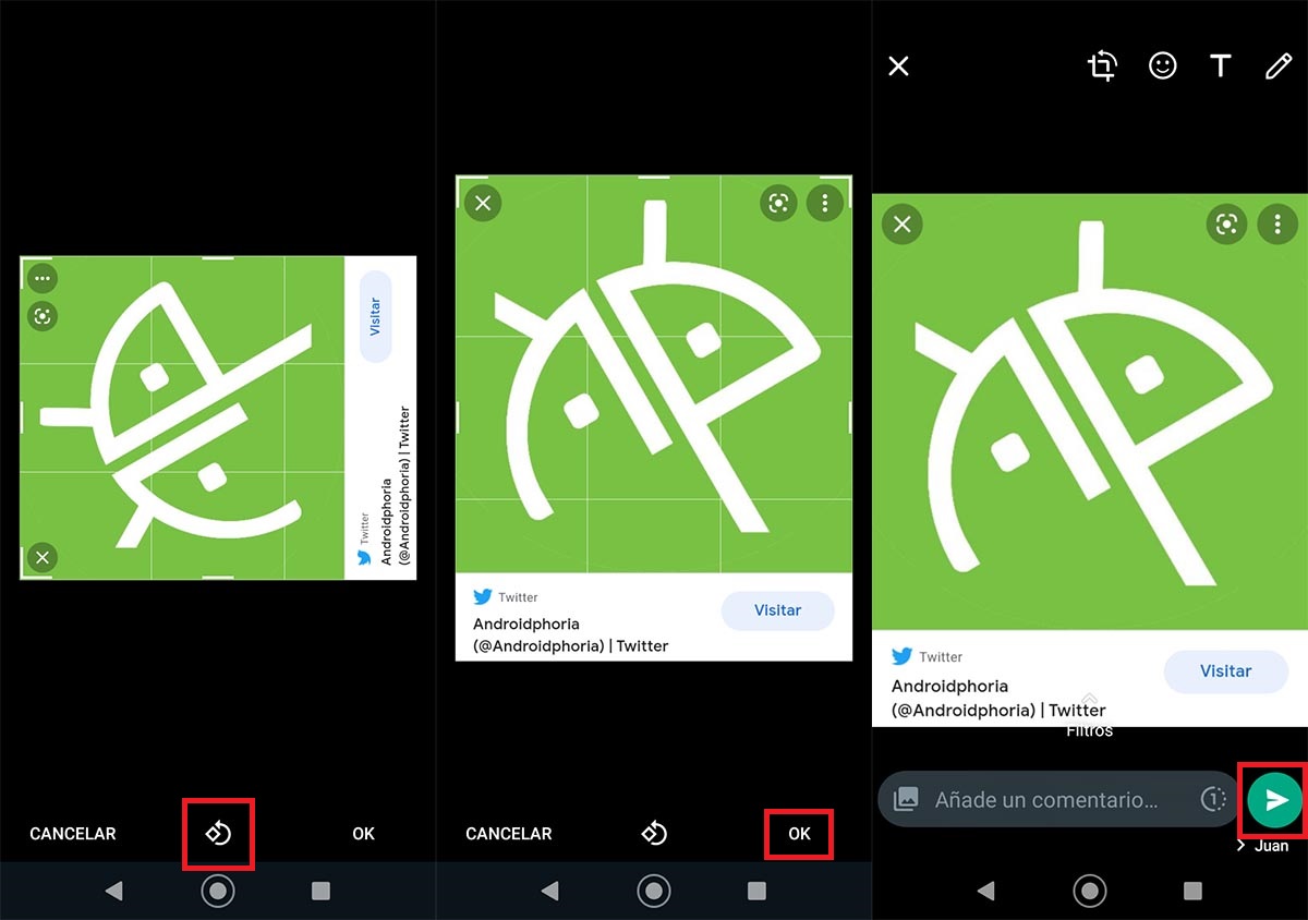 Rotar un imagen en WhatsApp antes de enviarla