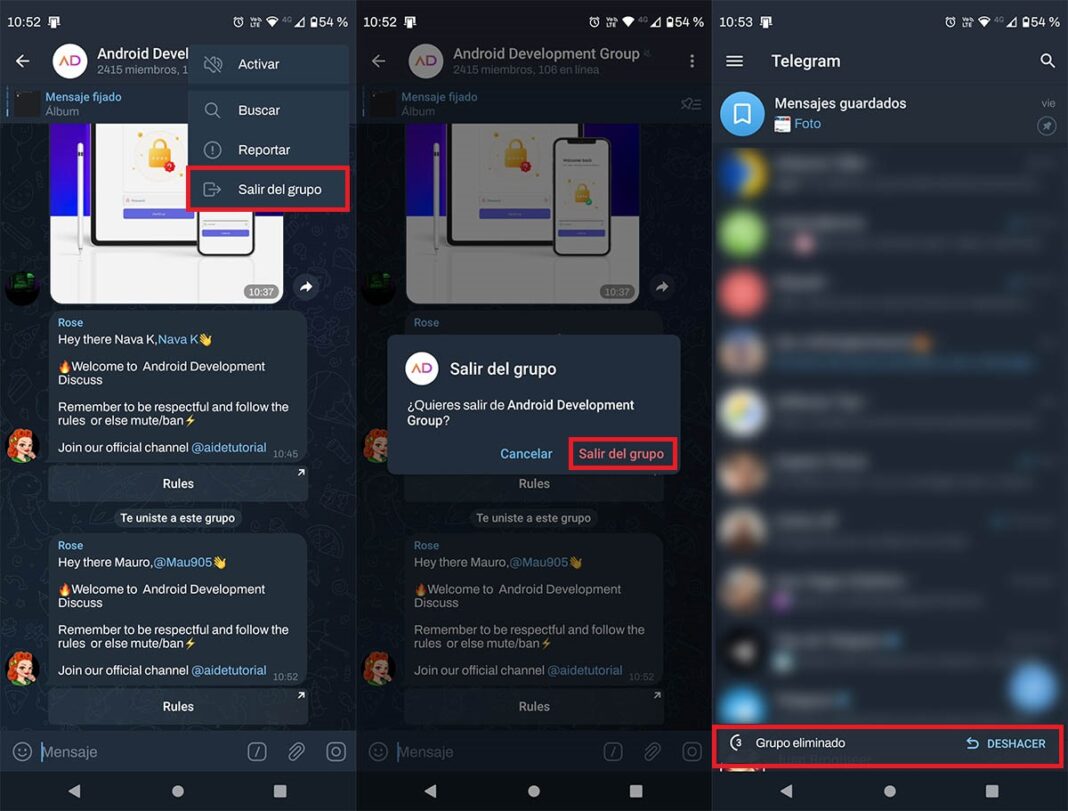 Cómo salir de un grupo de Telegram (en 2026)