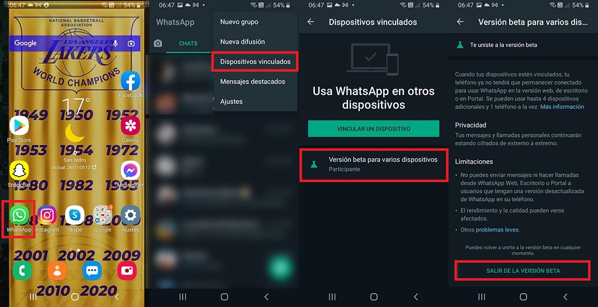 Salir version beta WhatsApp Web