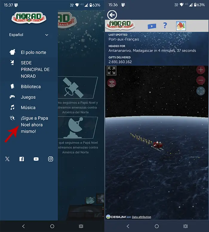 Seguir a Papá Noel con NORAD