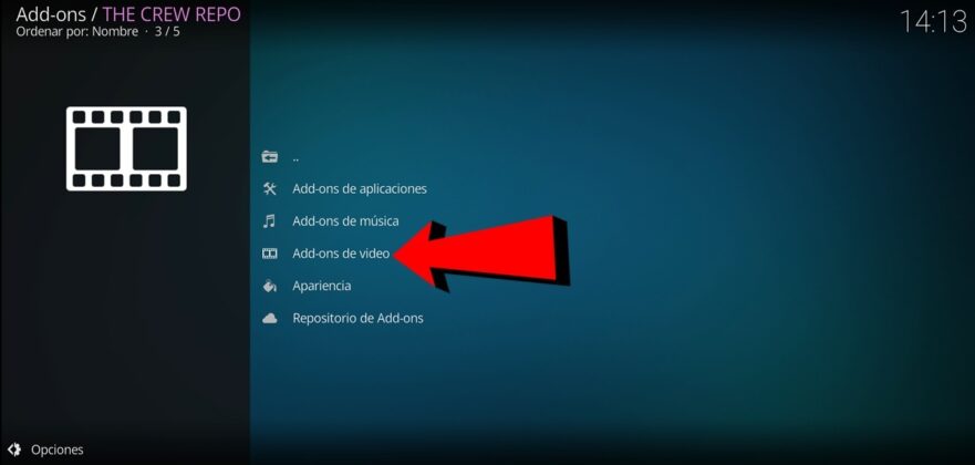 Selecciona la opcion Add-ons de video